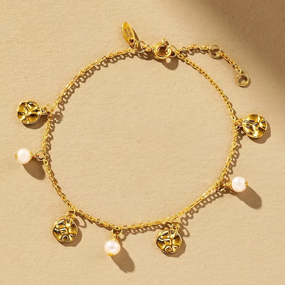 Jackie Mack Pearl Coin Charm Vesper Bracelet